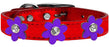 Metallic Flower Leather Collar Metallic Red With Metallic Purple flowers Size 26