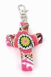 Clip-Comforting Clay Cross-Pink Flower (3")