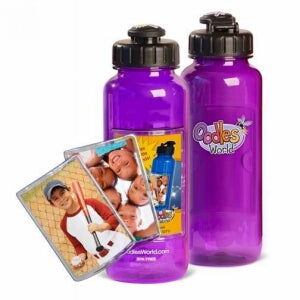 Water Bottle-Oodles World w/FotoFrame-Purple
