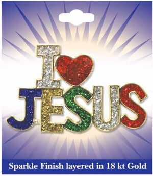I Love Jesus (Sparkle)-Carded (Feb) Pin