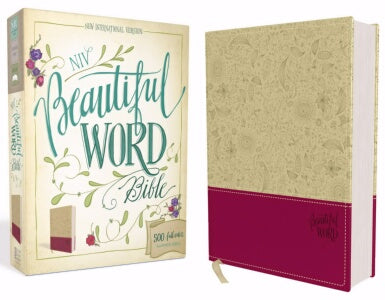 NIV*Beautiful Word Bible-Taupe/Cranberry DuoTone (