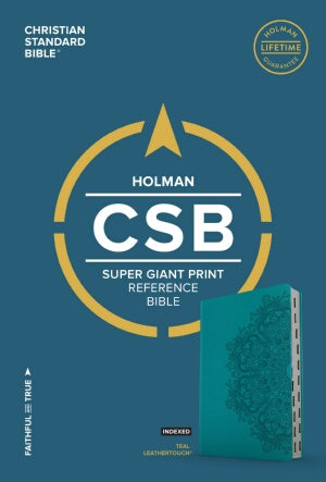CSB Super Giant Print Reference Bible-Teal LeatherTouch Indexed