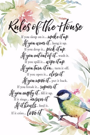 Plaque-Woodland Grace-Rules Of The House (6 x 9)