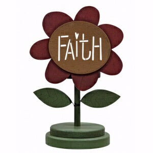 Home Decor-Faith Flower Tea Light Holder (7" x 4 1