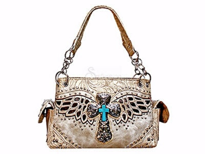 Fashion Purse-Conceal Carry w/Turquoise Cross & Wi