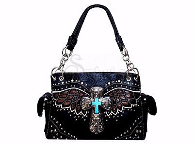 Fashion Purse-Conceal Carry w/Turquoise Cross & Wi