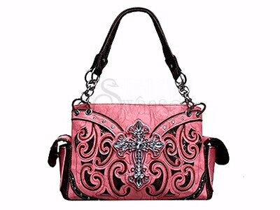 Fashion Purse-Conceal Carry w/Cross & Scroll Desig