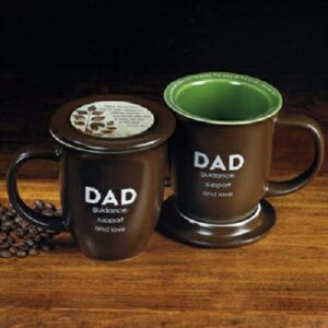 Mug-Dad w/Coaster-Brown w/Green Interior