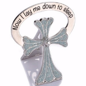 Child Bedside Cross-Now I Lay Me Down-Blue (2.5")