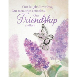 Brooch Greeting Card-Friendship w/Hummingbird Pin