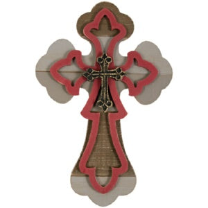 Wall Cross-Triple Wooden (10")