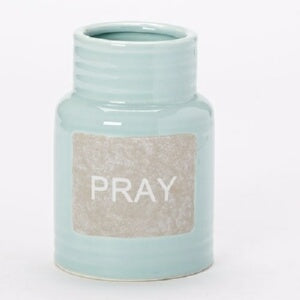 Vase-Pray-Light Blue (6")