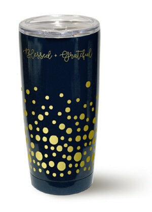 Steel Tumblers-Gold Accent- Black