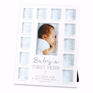 Thirteen Photo Collage-Baby's First Year-Whi Frame