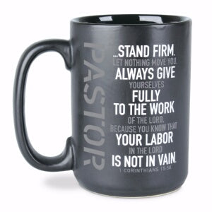 Mug-Steadfast: Pastor w/3 Scripture Cards-Black (#