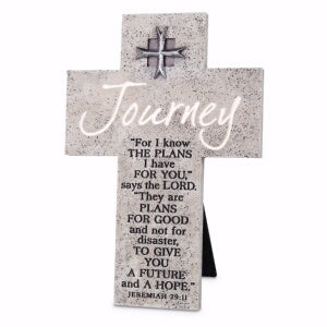 Wall/Desktop Cross-Emblem: Journey-Gray Cast Stone