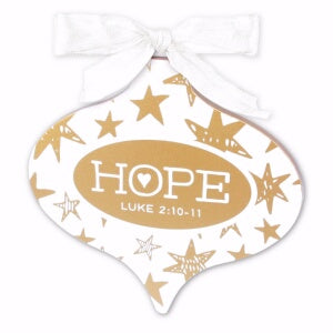 Ornament-Gold And White: Hope (#12381)