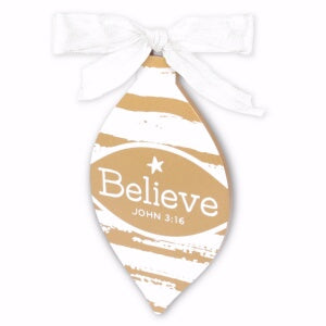 Ornament-Gold And White: Believe (#12382)