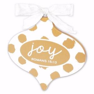 Ornament-Gold And White: Joy (#12383)