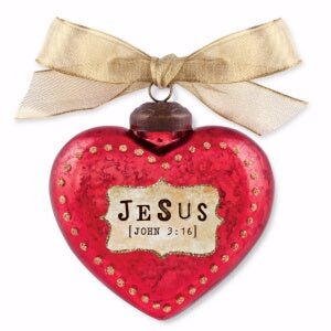 Ornament-Vintage Hearts: Jesus (#12555)