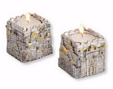 Candleholder-Jerusalem City Cubic-Silverplated Pol