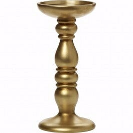 Candle Holder For Pillar Candle w/Gold Finish (8")