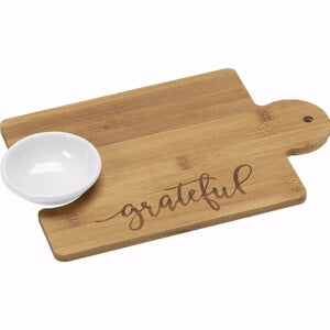 Serving Board w/Bowl-Grateful (12" x 8") (Jul)