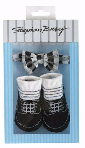 Bowtie & Sock Set-Black & White (3-12 Mo)