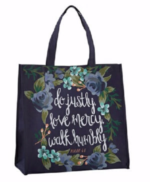 Tote Bag-Nylon-Justly  Mercy  Humbly (14" Square/6