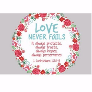 Cards-Pass It On-Love Never Fails (3"x2") (Pack of