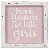 Framed Linen Sign-Little Girls (8 x 8 White)