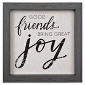 Framed Linen Sign-Good Friends (8 x 8 Gray)