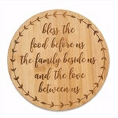 Bamboo Trivet-Bless The Food (7.5 Round)