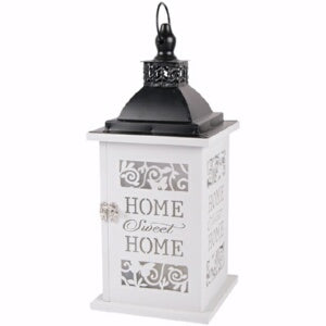 Lantern-Home Sweet Home w/LED Candle & Timer (13.7