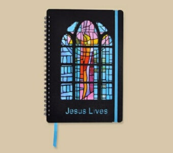 Stained Glass-Jesus Lives w/Pouch & Bookma Journal
