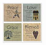 Square House Coasters-Primitive (Set Of 4) (4") (J