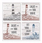 Square House Coasters-Sketched Lighthouses (Set Of