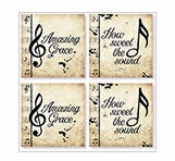 Square House Coasters-Amazing Grace (Set Of 4) (4"