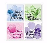 Square House Coasters-Watercolor Motivational (Set