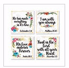 Square House Coasters-Religious Floral (Set Of 4)