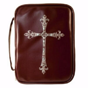 Bible Cover-Imitation Leather w/Foil Cross-Large-M