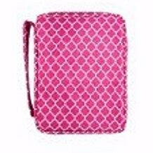 Bible Cover-Embroiderable Quatrefoil-Large-Pink (J