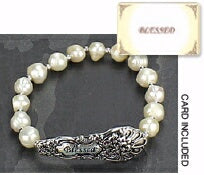 Eden Merry-Blessed-White/Silvertone Bracelet