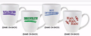 Mug Set-White Bistro-Whatever/Seriously/Not Intere