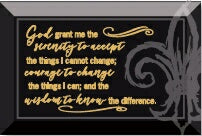 Glass Plaque-Serenity Prayer w/Fleur De Lis (6 x 4