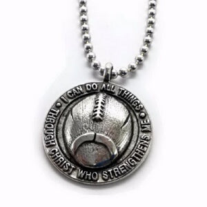 PEWTER FOOTBALL PHIL 4:13 - 30" BALL CHAI Necklace