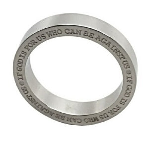 IF GOD IS FOR US TEXT ON SIDE-STAINLESS STEEL Ring
