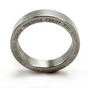 PHIL 4:13 TEXT ON SIDE-STAINLESS STEEL SZ 10 Ring