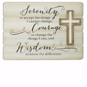 Wall Plaque-Serenity-Plank w/Cross (10 x 14)