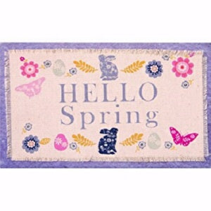 Wall Plaque-Hello Spring w/Fringed Natural Canvas